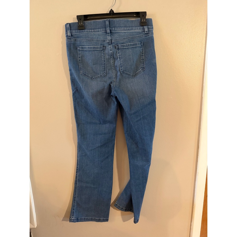 Spanx Flare Jeans Medium Wash Blue Denim Pull On High Rise Size Medium Tall - Picture 5 of 8